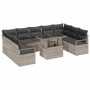 Conjunto de sofá de jardín 10 pcs Gris claro ratán sintético en Sofás de exterior | Comprar online en Foru.es