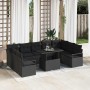 Conjunto de sofá de jardín 10 pcs Negro ratán sintético en Sofás de exterior | Comprar online en Foru.es