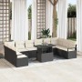 Conjunto de sofá de jardín 11 pcs Negro y crema ratán sintético en Sofás de exterior | Comprar online en Foru.es