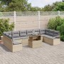 Conjunto de sofá de jardín con cojín 11 pcs Beige y Gris Claro en Sofás de exterior | Comprar online en Foru.es