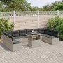Conjunto de sofá de jardín 11 pcs Gris claro ratán sintético en Sofás de exterior | Comprar online en Foru.es