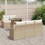 Conjunto de sofá de jardín 6 pcs beige y crema ratán sintético en Sofás de exterior | Comprar online en Foru.es