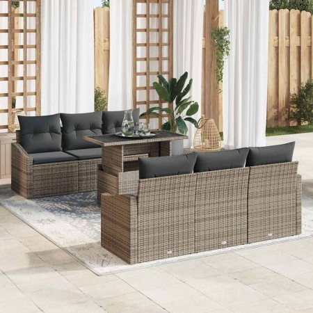 Conjunto de sofá de jardín 7 pcs Gris ratán sintético en Sofás de exterior | Comprar online en Foru.es