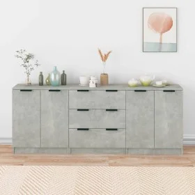 Concrete gray plywood 3-piece sideboard by vidaXL, Sideboards - Ref: Foro24-3115783, Price: 204,45 €, Discount: %