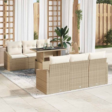 Conjunto de sofá de jardín 7 pcs Beige y Crema ratán sintético en Sofás de exterior | Comprar online en Foru.es