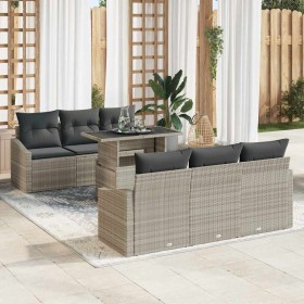 Conjunto de sofá de jardín 7 pcs Gris Claro ratán sintético en Sofás de exterior | Comprar online en Foru.es