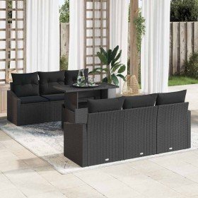 Conjunto de sofá de jardín 7 pcs Negro ratán sintético en Sofás de exterior | Comprar online en Foru.es