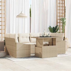 Conjunto de sofá de jardín 7 pcs Beige y Crema ratán sintético en Sofás de exterior | Comprar online en Foru.es