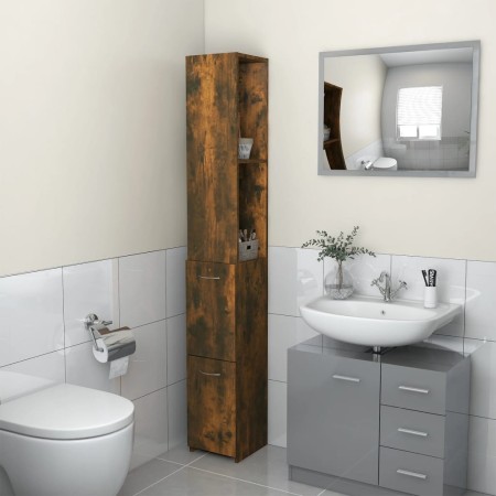 Armario baño madera contrachapada roble ahumado 25x26,5x170 cm de vidaXL, Muebles de baño - Ref: Foro24-815960, Precio: 61,87...