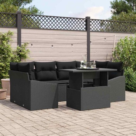 Conjunto de sofá de jardín 7 pcs Negro ratán sintético en Sofás de exterior | Comprar online en Foru.es