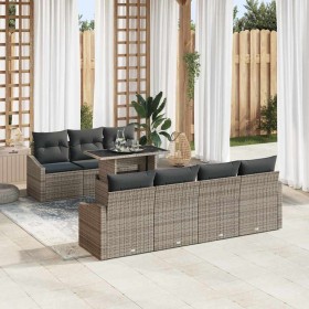 Conjunto de sofá de jardín con cojín 8 pcs Gris ratán sintético en Sofás de exterior | Comprar online en Foru.es