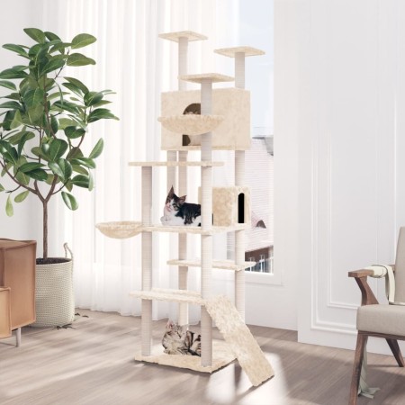 Rascador para gatos con postes de sisal crema 191 cm de vidaXL, Mobiliario para gatos - Ref: Foro24-171594, Precio: 116,54 €,...