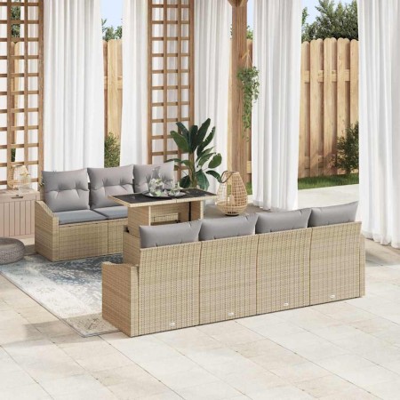 Conjunto de sofá de jardín con cojín 8 pcs Beige y Gris Claro en Sofás de exterior | Comprar online en Foru.es