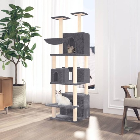 Rascador para gatos con postes de sisal gris oscuro 180 cm de vidaXL, Mobiliario para gatos - Ref: Foro24-171602, Precio: 104...