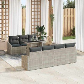 Conjunto de sofá de jardín 8 pcs Gris Claro ratán sintético en Sofás de exterior | Comprar online en Foru.es