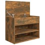 Banco zapatero madera contrachapada roble ahumado 60x30x45 cm de vidaXL, Zapateros y organizadores de calzado - Ref: Foro24-8...