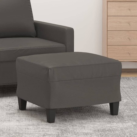 Reposapiés de cuero sintético gris 60x50x41 cm de vidaXL, Otomanas - Ref: Foro24-349338, Precio: 53,85 €, Descuento: %