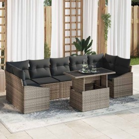 Conjunto de sofá de jardín con cojín 8 pcs Gris ratán sintético en Sofás de exterior | Comprar online en Foru.es