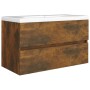 Mueble lavabo madera contrachapada roble ahumado 80x38,5x45cm de vidaXL, Muebles de baño - Ref: Foro24-815651, Precio: 58,81 ...