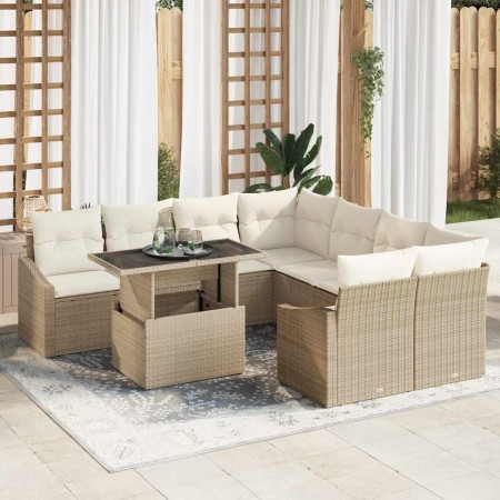 Conjunto de sofá de jardín 9 pcs Beige y Crema ratán sintético en Sofás de exterior | Comprar online en Foru.es
