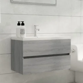 Mueble de lavabo madera contrachapada gris Sonoma 80x38,5x45cm de vidaXL, Muebles de baño - Ref: Foro24-815652, Precio: 53,97...