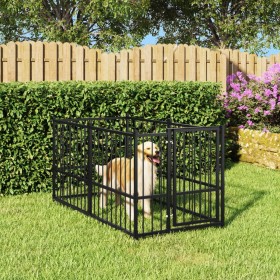 Perrera de acero negro 193,5x97x100 cm de vidaXL, Accesorios para casetas y cercados para perros - Ref: Foro24-171627, Precio...