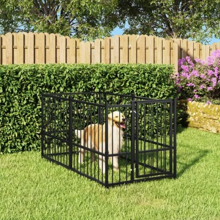 Perrera de acero negro 193,5x97x100 cm de vidaXL, Accesorios para casetas y cercados para perros - Ref: Foro24-171627, Precio...