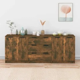 3-teiliges Sideboard aus geräuchertem Eichenholz von vidaXL, Sideboards - Ref: Foro24-3115785, Preis: 187,02 €, Rabatt: %