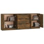 Aparador de 3 piezas madera manufacturada color roble ahumado de vidaXL, Aparadores - Ref: Foro24-3115785, Precio: 191,20 €, ...