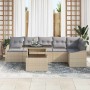 Conjunto de sofá de jardín con cojín 7 pcs beige y gris claro en Sofás de exterior | Comprar online en Foru.es