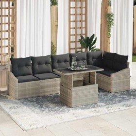 Conjunto de sofá de jardín 7 pcs Gris Claro ratán sintético en Sofás de exterior | Comprar online en Foru.es