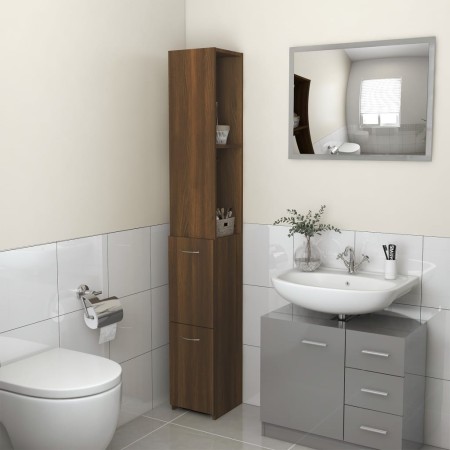 Armario de baño madera contrachapada marrón roble 25x26,5x170cm de vidaXL, Muebles de baño - Ref: Foro24-815962, Precio: 64,9...