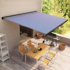 Toldo de carrete motorizado azul y blanco 350x250 cm en Toldos | Comprar online en Foru.es