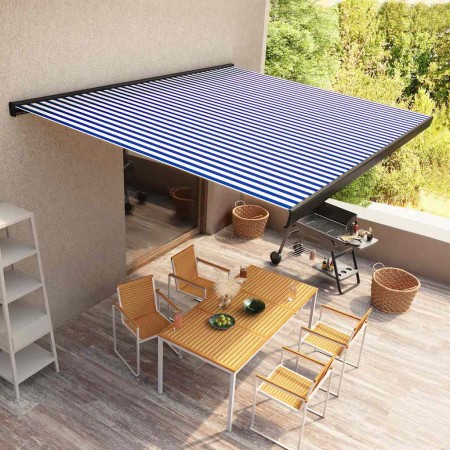 Toldo de carrete motorizado azul y blanco 400x300 cm en Toldos | Comprar online en Foru.es