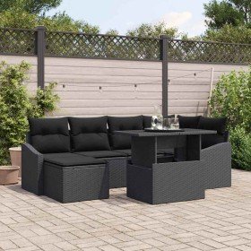 Conjunto de sofá de jardín con cojín 7 pcs Negro en Sofás de exterior | Comprar online en Foru.es