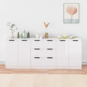 Aparador de 3 piezas madera contrachapada blanca brillante de vidaXL, Aparadores - Ref: Foro24-3115784, Precio: 233,08 €, Des...