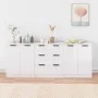 Aparador de 3 piezas madera contrachapada blanca brillante de vidaXL, Aparadores - Ref: Foro24-3115784, Precio: 233,08 €, Des...