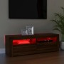 Mueble de TV con luces LED marrón roble 120x35x40 cm de vidaXL, Muebles TV - Ref: Foro24-815689, Precio: 76,28 €, Descuento: %