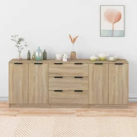 3-Piece Sonoma Oak Plywood Sideboard by vidaXL, Sideboards - Ref: Foro24-3115782, Price: 186,39 €, Discount: %