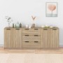 Aparador de 3 piezas madera contrachapada color roble Sonoma de vidaXL, Aparadores - Ref: Foro24-3115782, Precio: 189,24 €, D...