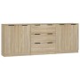 Aparador de 3 piezas madera contrachapada color roble Sonoma de vidaXL, Aparadores - Ref: Foro24-3115782, Precio: 189,24 €, D...