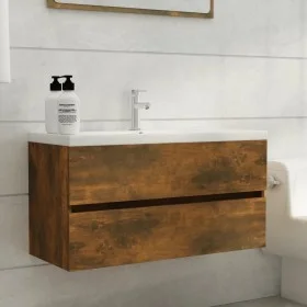 Mueble lavabo madera contrachapada roble ahumado 90x38,5x45cm de vidaXL, Muebles de baño - Ref: Foro24-815654, Precio: 55,97 ...