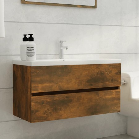Mueble lavabo madera contrachapada roble ahumado 90x38,5x45cm de vidaXL, Muebles de baño - Ref: Foro24-815654, Precio: 57,08 ...