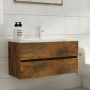 Mueble lavabo madera contrachapada roble ahumado 90x38,5x45cm de vidaXL, Muebles de baño - Ref: Foro24-815654, Precio: 57,08 ...