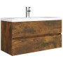 Mueble lavabo madera contrachapada roble ahumado 90x38,5x45cm de vidaXL, Muebles de baño - Ref: Foro24-815654, Precio: 57,08 ...