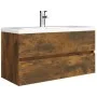 Mueble lavabo madera contrachapada roble ahumado 90x38,5x45cm de vidaXL, Muebles de baño - Ref: Foro24-815654, Precio: 55,97 ...