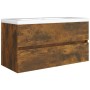 Mueble lavabo madera contrachapada roble ahumado 90x38,5x45cm de vidaXL, Muebles de baño - Ref: Foro24-815654, Precio: 57,08 ...