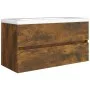 Mueble lavabo madera contrachapada roble ahumado 90x38,5x45cm de vidaXL, Muebles de baño - Ref: Foro24-815654, Precio: 55,97 ...