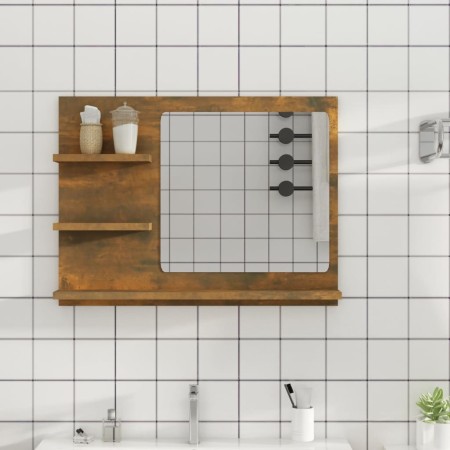 Espejo de baño madera contrachapada roble ahumado 60x10,5x45 cm de vidaXL, Tocadores de baño - Ref: Foro24-815660, Precio: 34...