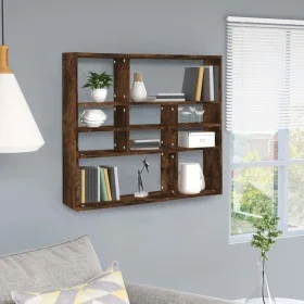 Estantería de pared contrachapada roble ahumado 90x16x78 cm de vidaXL, Estantes y estanterías - Ref: Foro24-815558, Precio: 5...